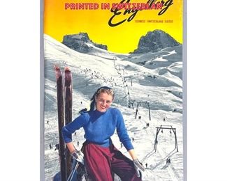 Lot 1448 ENGELBERG Swiss Travel Advertising Poster. Lithograph. Female Skier on Slopes. Printed in Switzerlan
