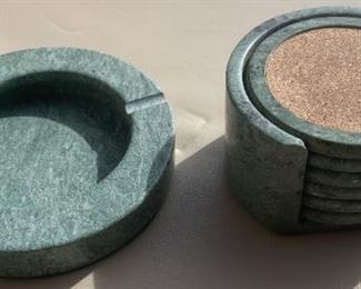 Vintage Marble Ash Tray and Coastars