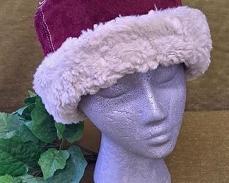 Suede Leather Faux Fur Lined Winter Cap S-M