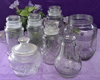 Glass Canisters And Pitcher