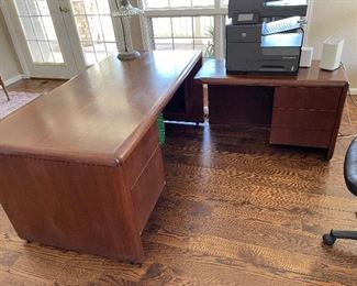 Large cherry wood desk 
Family decided to keep printer. It is not available.