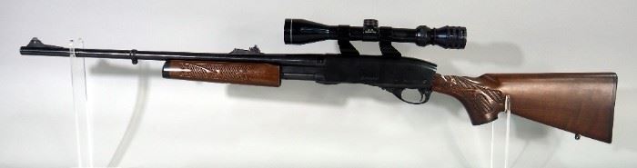 Remington 7600 .243 WIN Pump Action Rifle SN# A8025210, Charles Daily 3-9x Scope, Stock Broken, With Piece
