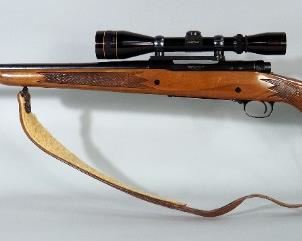 Winchester 70 .338 Win Mag Bolt Action Rifle SN# 879873, Leopold 3x9 Scope, Padded Leather Sling
