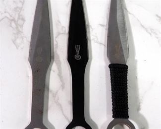 Black And Silver Ninja Kunai Throwing Knives Set, Contains 12 6" Knives In Case
