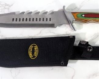 Frost Fixed Blade Knife With Serrated Back Edge, 9.5" Blade, In Nylon Sheath
