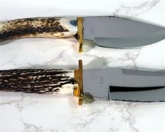 Whitetail Cutlery Fixed Blade Knives, Qty 2, 5.75" And 4" Blades, Both In Leather Sheaths
