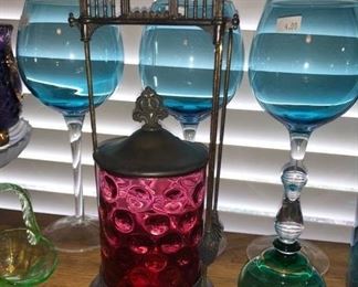 Beautiful antique pickle castor w/ tongs