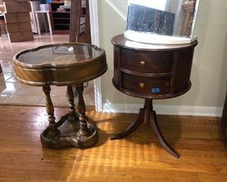 Two tier drum table and a stylish display table