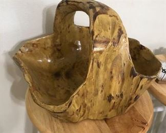 wonderful carved wood basket