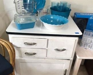 Small kitchen baker's cabinet w/ porcelain top