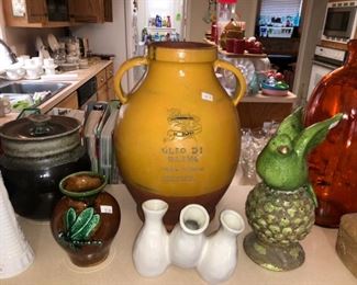 Terrific twin-handled olive oil crock jug