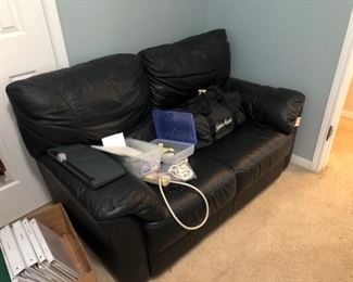 Black leather loveseat