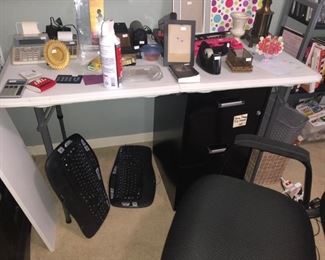 2 drawer file cabinet and office chair