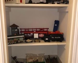 closet full of vintage electric trains!