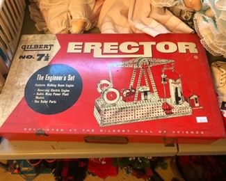 Vintage Gilbert no. 7 1/2 Erector Set in metal chest