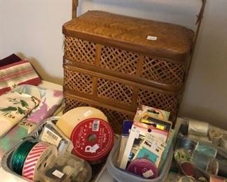 Wicker sewing basket