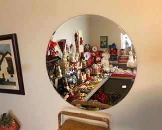 Round beveled wall mirror