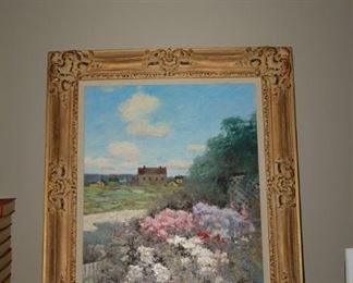 Framed Oil Painting of Rural Scene