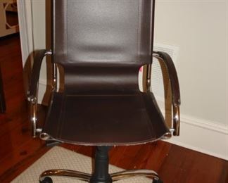 Pair of Brown Leather Desk Chairs from Crate & Barrel.