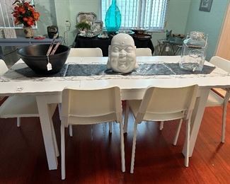 Ikea Adjustable White Dining Table with 6 Chairs (1 year old)
