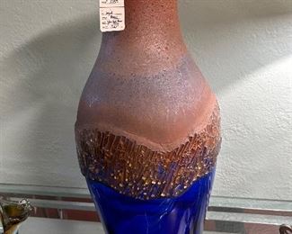 Artisan Blenko Art Glass Tall Vase Signed