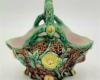 Large collection of majolica from London, OH farm estate.