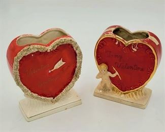 Vintage Valentine's Day Planters & Collection of Godiva Heart Candy Boxes