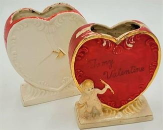 Vintage Valentine's Day Planters & Collection of Godiva Heart Candy Boxes