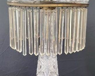 J. Hoare Large Cut Glass Lamp, c. 1900