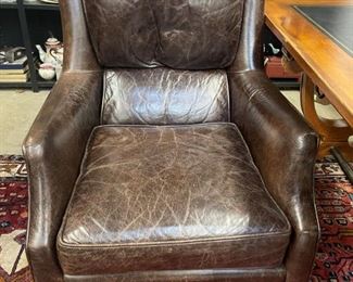 Pair of Brown Leather Armchairs