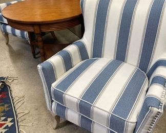 Pair of Blue & White Striped Chairs