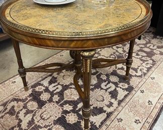 Maitland Smith Onyx Foyer Table with Brass Gallery Edge