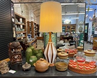 Mid Century Modern Lamp; Filipino Bakunawa Dragon Mask