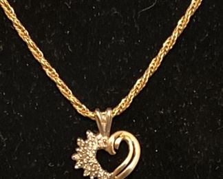 14k Necklace 10k Gold  Diamond Pendant