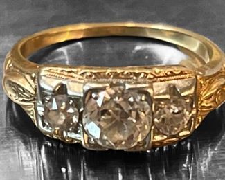 Three Stone Diamond Gold Ring