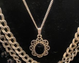 Silvertone Black Costume Jewelry