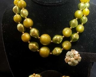 Vintage Beaded Choker Clip On Earrings