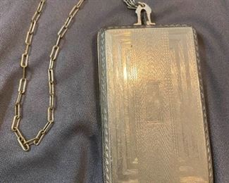 Vintage Silver Tone Coin And Compact Case