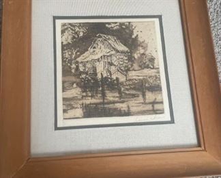 Artist Proof Mid Century Framed Matted Signed