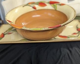 Clay Art Pottery Large Bowl and Platter Chili Peppers