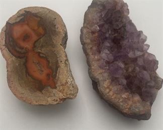 Lot of 2 Multicolored Geodes