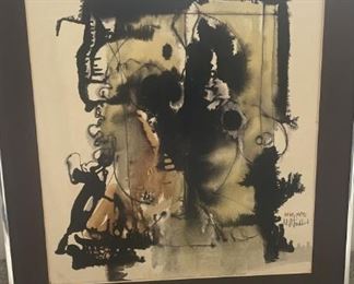 Maf Raederscheidt Germany White Out Abstract Watercolor 1992 Signed