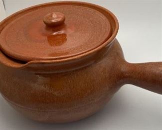 Owens Pottery NC Large Bean Pot with Handle and Lid