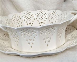 I. Godinger Co. Porcelain Lattice Plate and Bowl