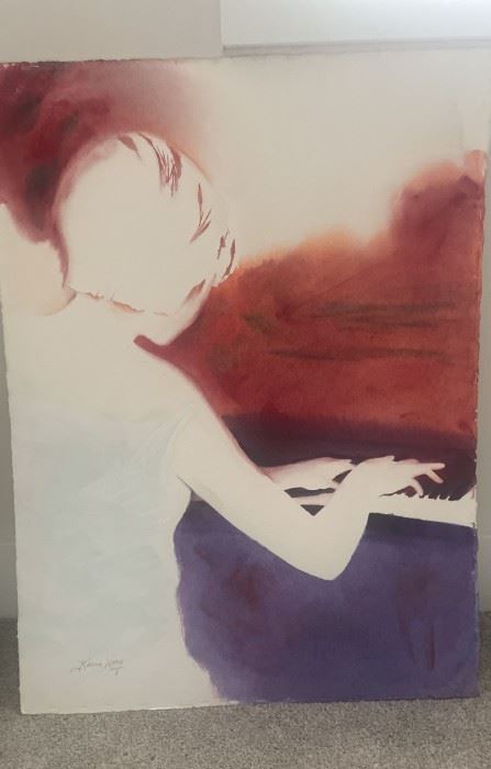 Karen Wong CA Watercolor The Pianist Unframed