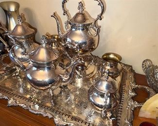 Silver plate tea and coffee set $250