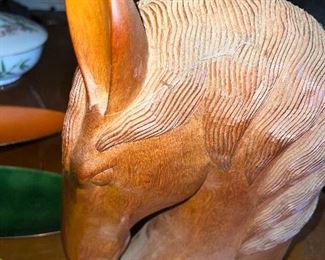 wooden horse head statue