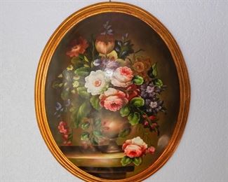 Oval floral painting