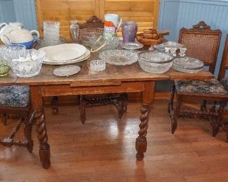 oak draw leaf table with chairs