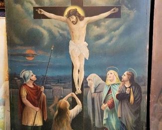 Religious painting on tin